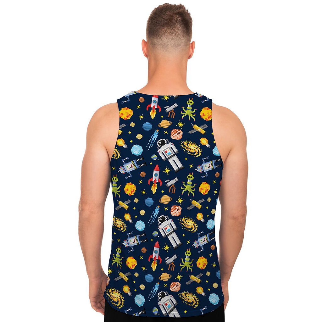 Pixel Space Pattern Print Men's Tank Top