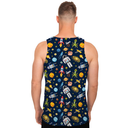 Pixel Space Pattern Print Men's Tank Top