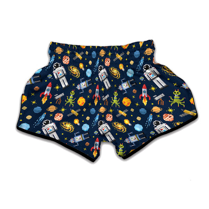Pixel Space Pattern Print Muay Thai Boxing Shorts