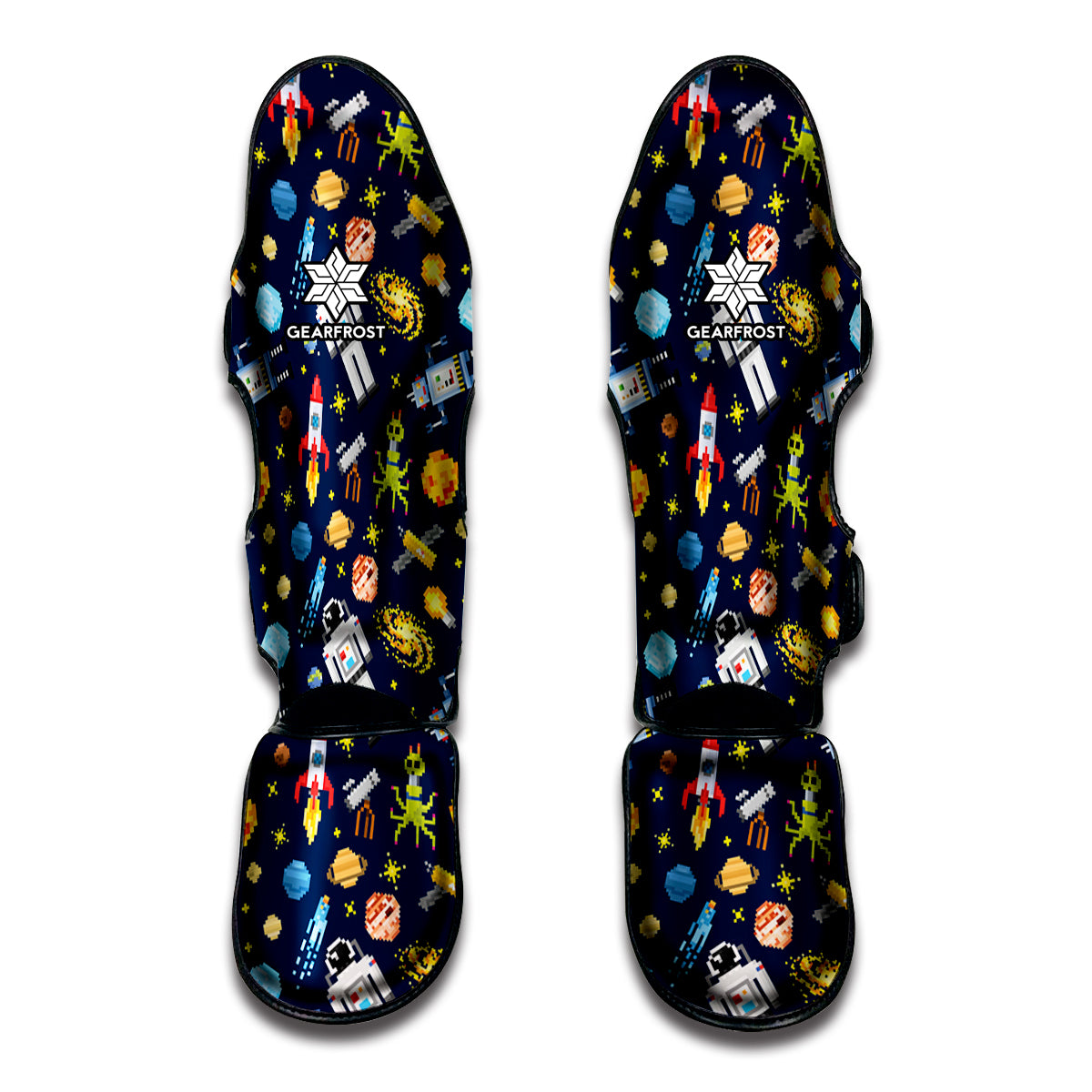 Pixel Space Pattern Print Muay Thai Shin Guard