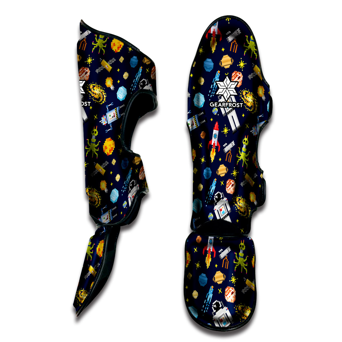 Pixel Space Pattern Print Muay Thai Shin Guard