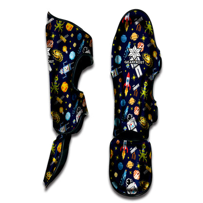Pixel Space Pattern Print Muay Thai Shin Guard