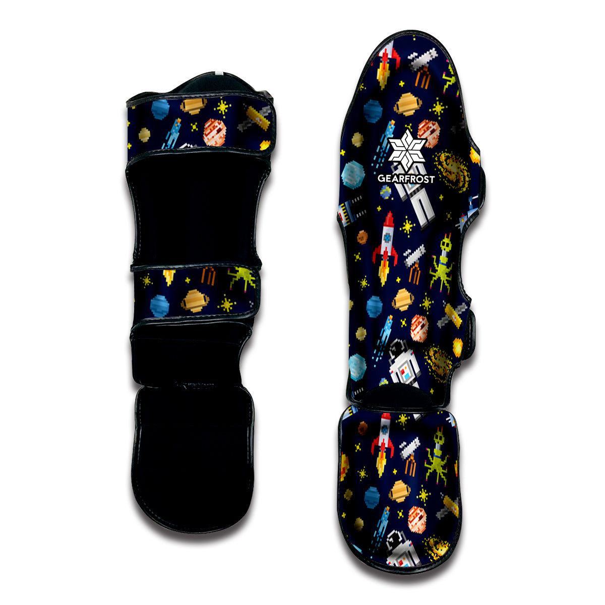 Pixel Space Pattern Print Muay Thai Shin Guard