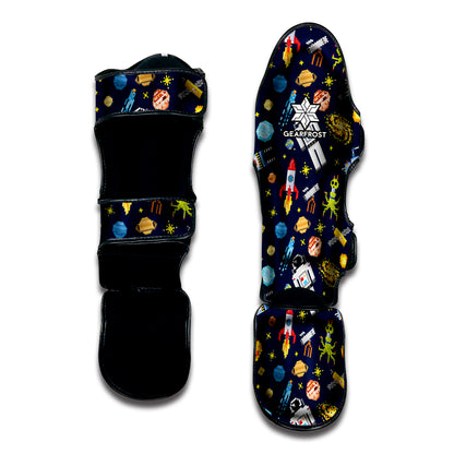 Pixel Space Pattern Print Muay Thai Shin Guard