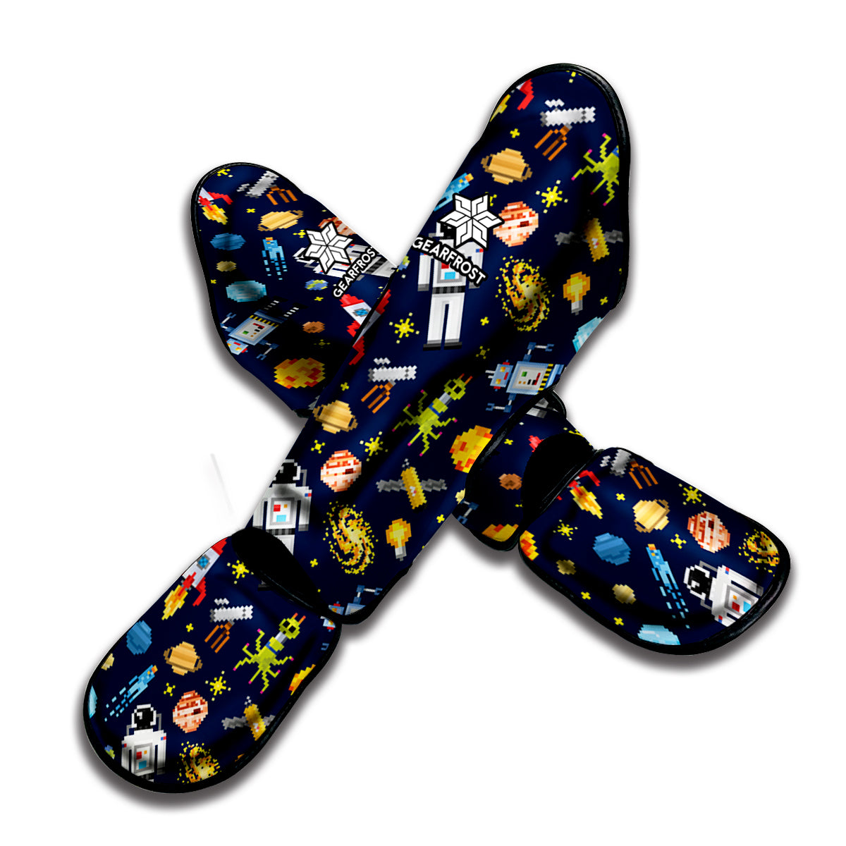 Pixel Space Pattern Print Muay Thai Shin Guard