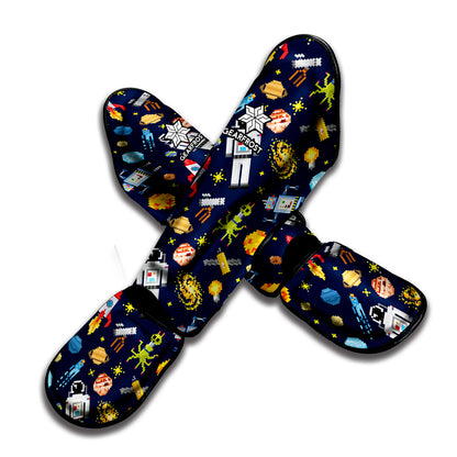 Pixel Space Pattern Print Muay Thai Shin Guard