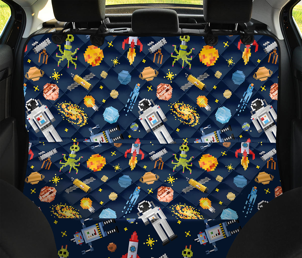 Pixel Space Pattern Print Pet Car Back Seat Cover