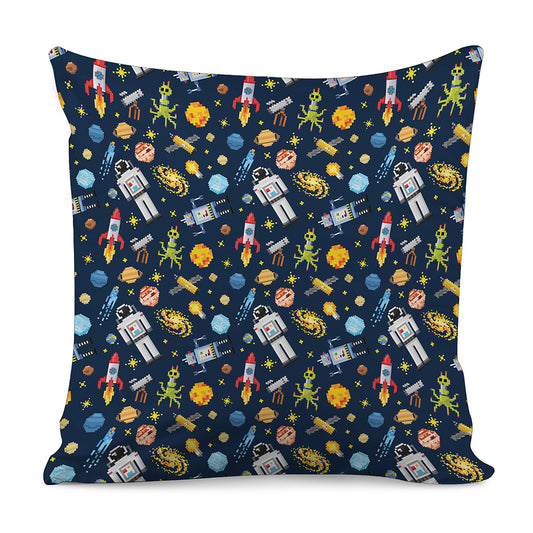 Pixel Space Pattern Print Pillow Cover