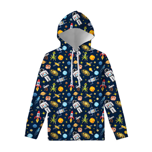 Pixel Space Pattern Print Pullover Hoodie