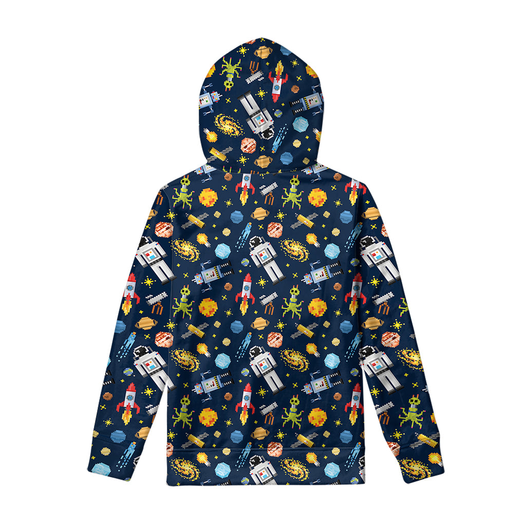 Pixel Space Pattern Print Pullover Hoodie