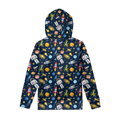 Pixel Space Pattern Print Pullover Hoodie