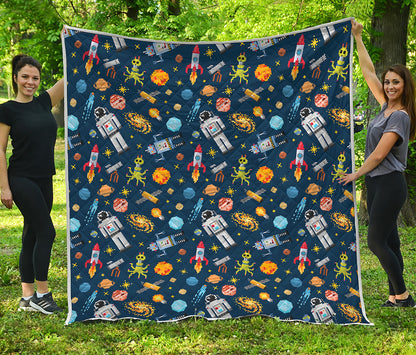 Pixel Space Pattern Print Quilt