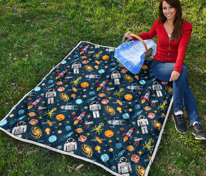 Pixel Space Pattern Print Quilt