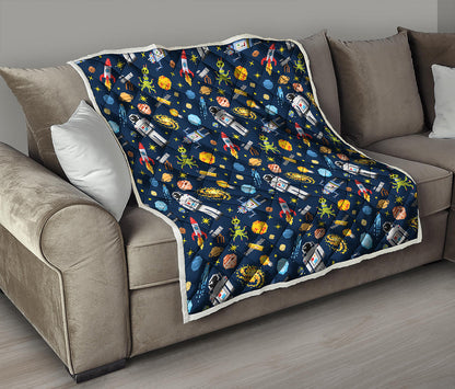 Pixel Space Pattern Print Quilt