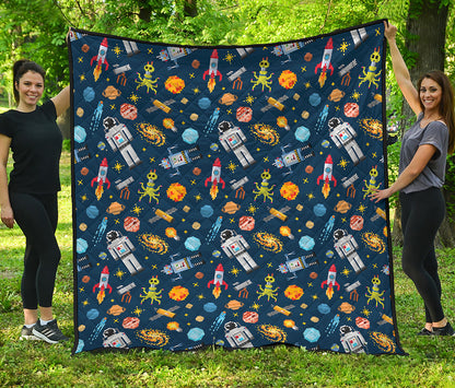 Pixel Space Pattern Print Quilt