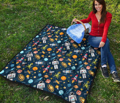 Pixel Space Pattern Print Quilt
