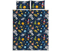 Pixel Space Pattern Print Quilt Bed Set