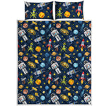 Pixel Space Pattern Print Quilt Bed Set