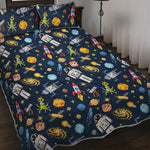 Pixel Space Pattern Print Quilt Bed Set