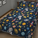 Pixel Space Pattern Print Quilt Bed Set