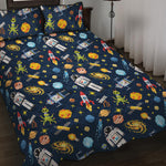 Pixel Space Pattern Print Quilt Bed Set