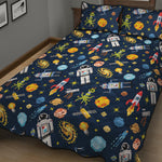 Pixel Space Pattern Print Quilt Bed Set