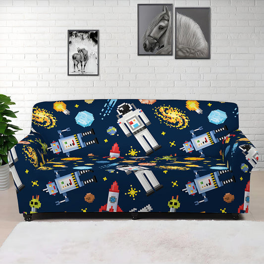 Pixel Space Pattern Print Sofa Cover
