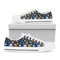 Pixel Space Pattern Print White Low Top Sneakers