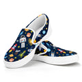 Pixel Space Pattern Print White Slip On Sneakers