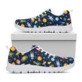 Pixel Space Pattern Print White Running Shoes