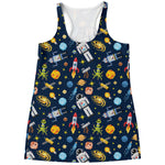 Pixel Space Pattern Print Women's Racerback Tank Top