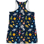 Pixel Space Pattern Print Women's Racerback Tank Top