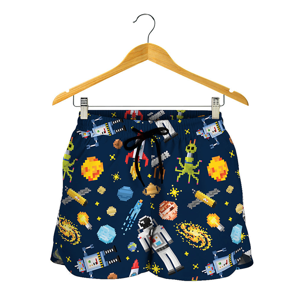 Pixel Space Pattern Print Women's Shorts