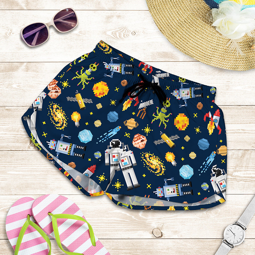 Pixel Space Pattern Print Women's Shorts