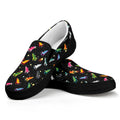 Pixel Spaceships Pattern Print Black Slip On Sneakers