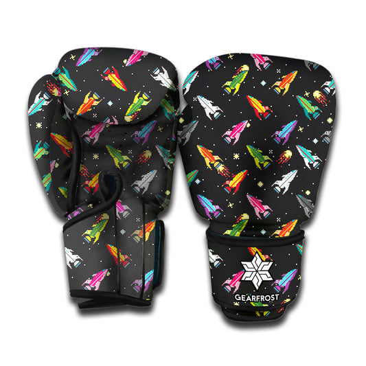 Pixel Spaceships Pattern Print Boxing Gloves
