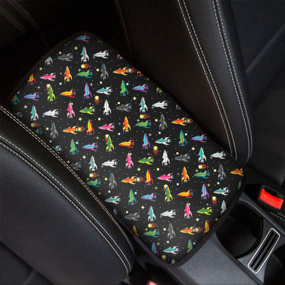 Pixel Spaceships Pattern Print Car Center Console Cover