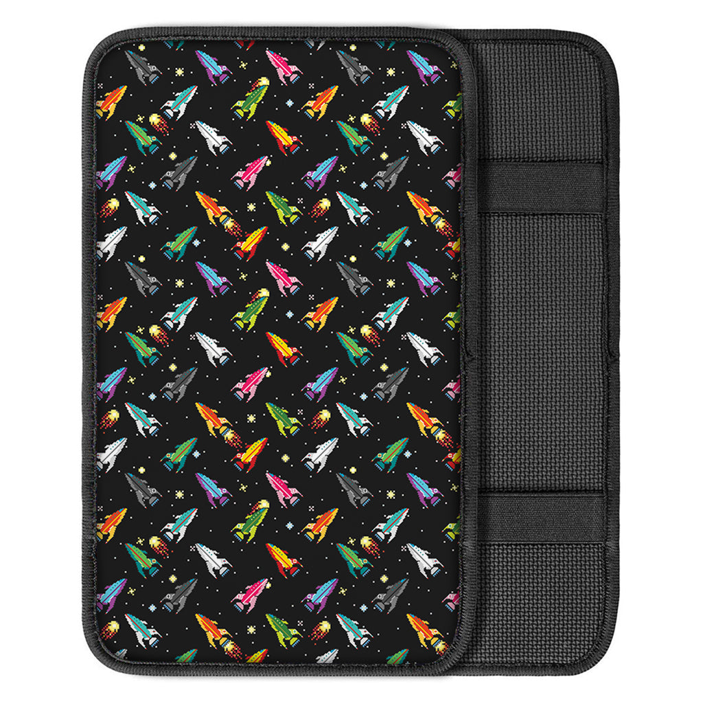 Pixel Spaceships Pattern Print Car Center Console Cover