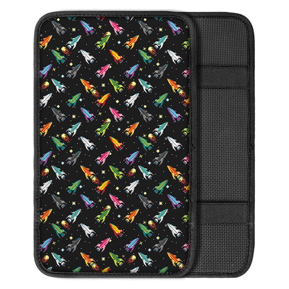 Pixel Spaceships Pattern Print Car Center Console Cover