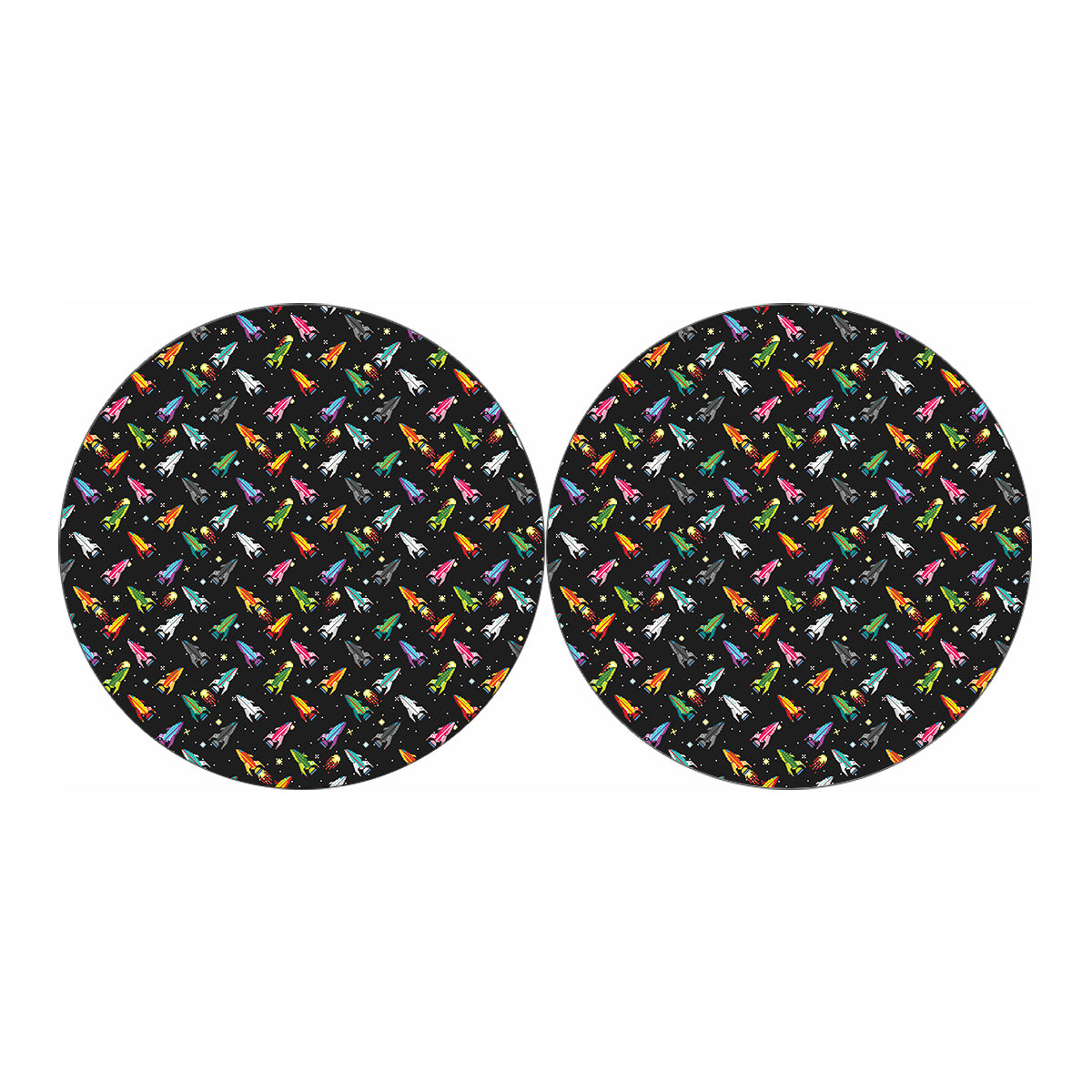 Pixel Spaceships Pattern Print Car Coasters
