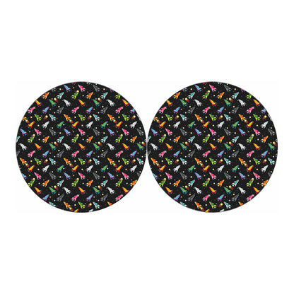Pixel Spaceships Pattern Print Car Coasters