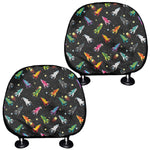 Pixel Spaceships Pattern Print Car Headrest Covers