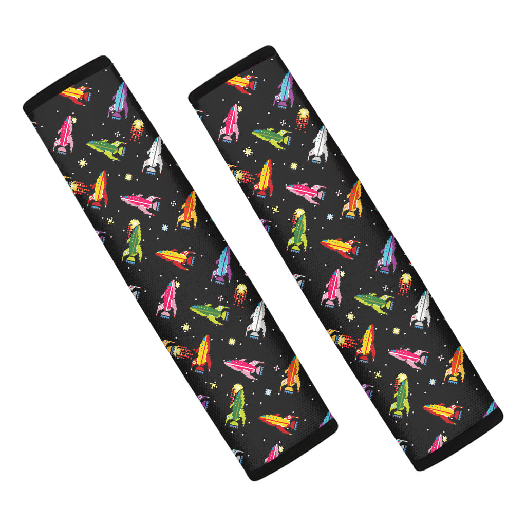 Pixel Spaceships Pattern Print Car Seat Belt Covers