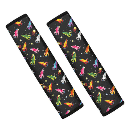 Pixel Spaceships Pattern Print Car Seat Belt Covers