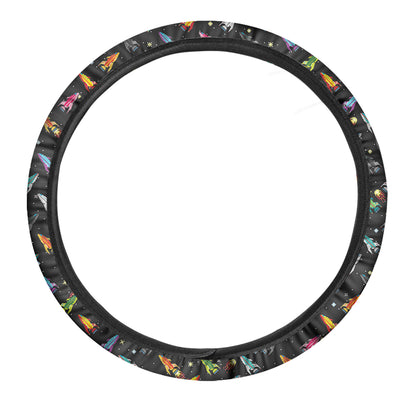 Pixel Spaceships Pattern Print Car Steering Wheel Cover