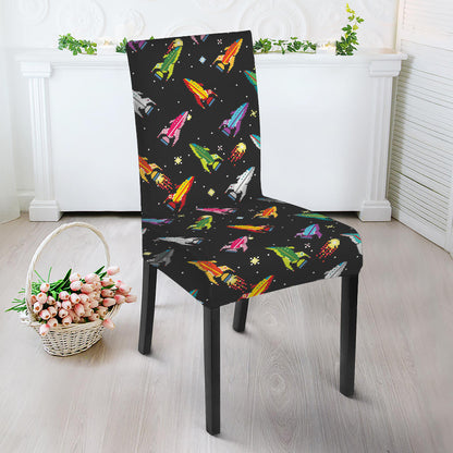 Pixel Spaceships Pattern Print Dining Chair Slipcover