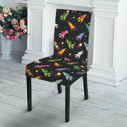 Pixel Spaceships Pattern Print Dining Chair Slipcover