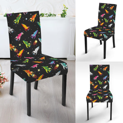Pixel Spaceships Pattern Print Dining Chair Slipcover