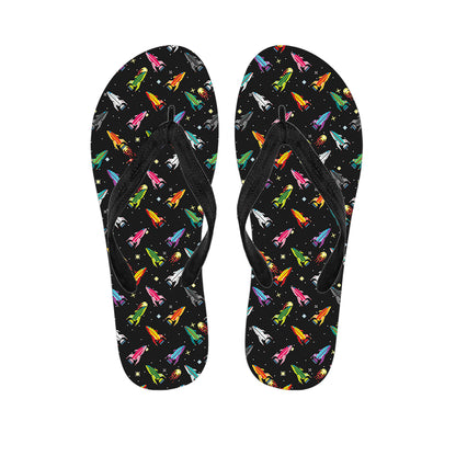 Pixel Spaceships Pattern Print Flip Flops