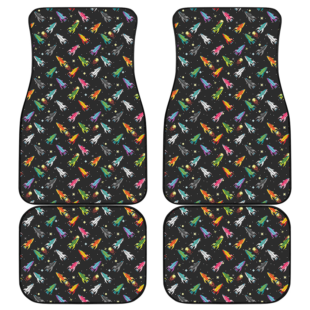 Pixel Spaceships Pattern Print Front and Back Car Floor Mats